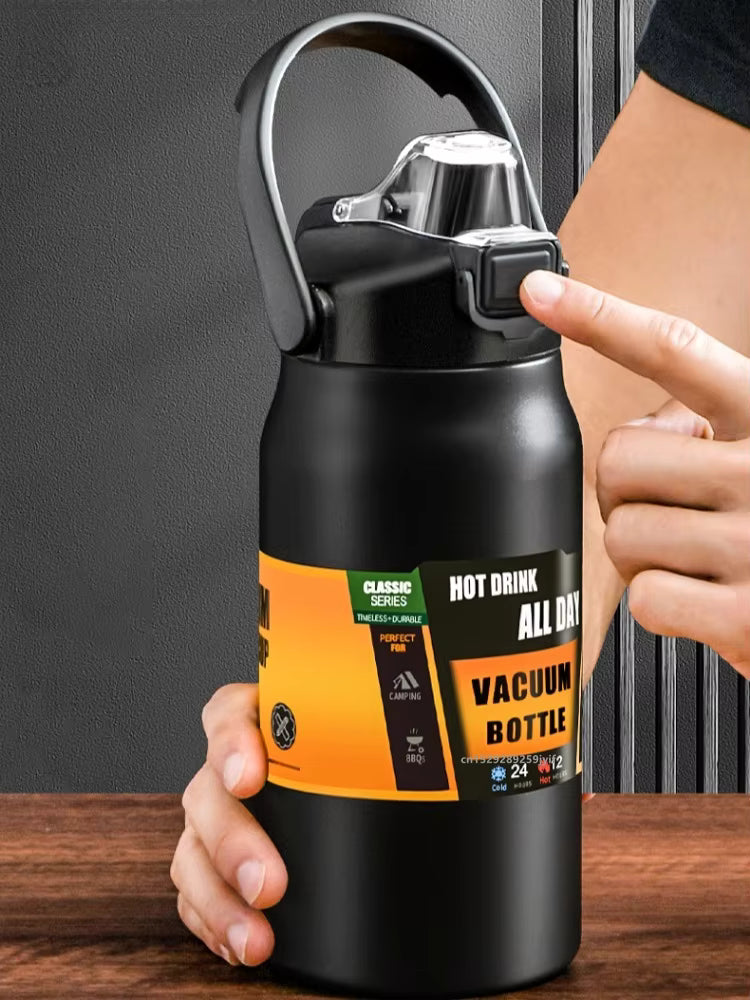 Insulated Stainless Steel Sports Water Bottle with Straw | Hot & Cold Flask