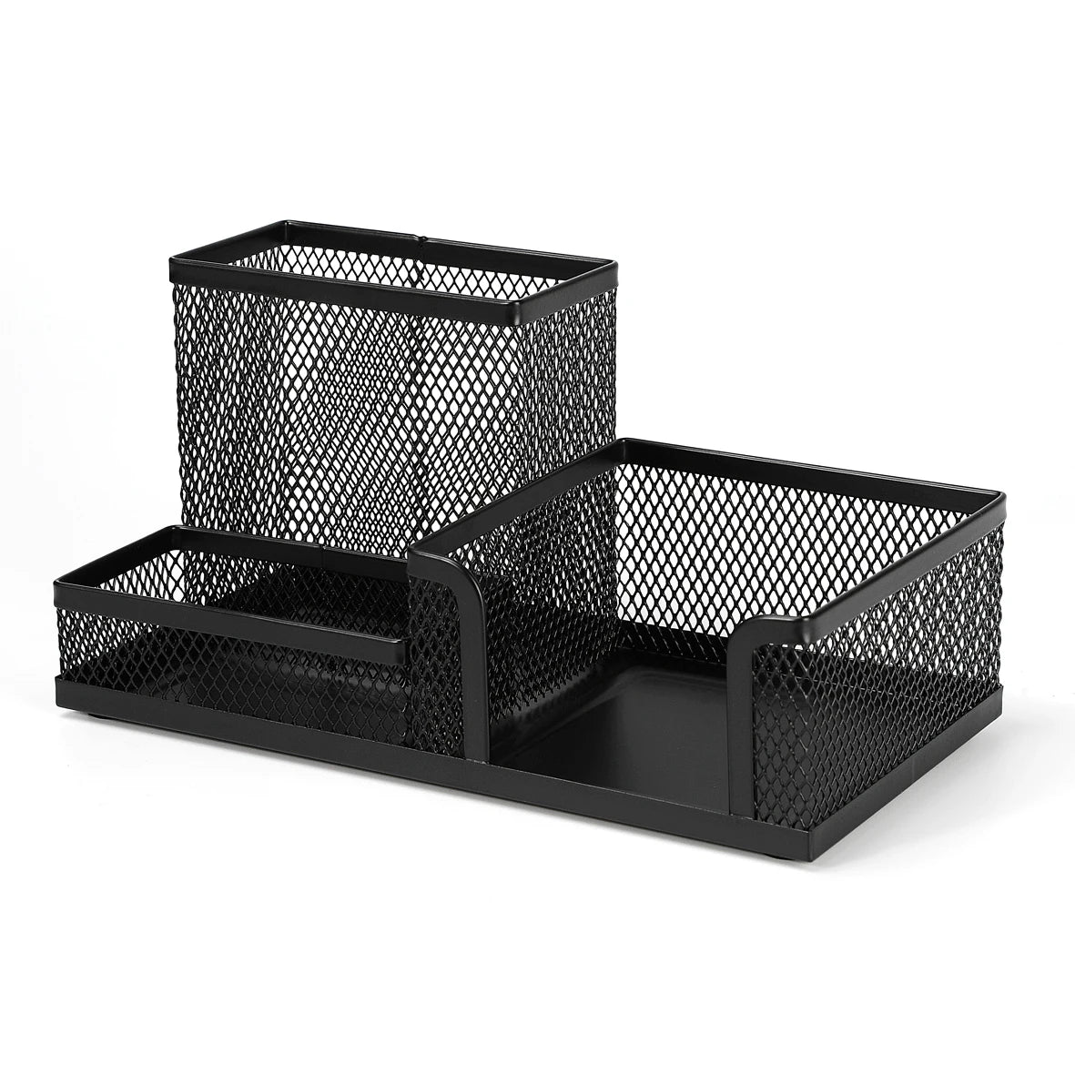 Mesh Desk Organizer Metal Office Storage Box with Compartment Stationery Holder Office Supplies