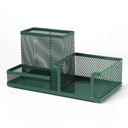 Mesh Desk Organizer Metal Office Storage Box with Compartment Stationery Holder Office Supplies