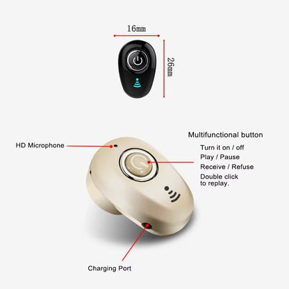 Mini Invisible True Wireless Earphones - Noise Cancelling Bluetooth Earbuds with Mic