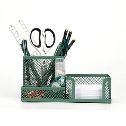 Mesh Desk Organizer Metal Office Storage Box with Compartment Stationery Holder Office Supplies