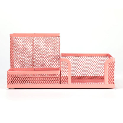 Mesh Desk Organizer Metal Office Storage Box with Compartment Stationery Holder Office Supplies
