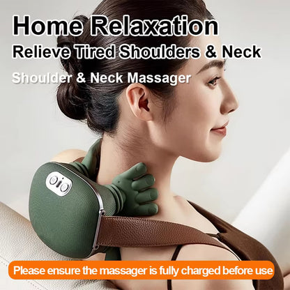 Electric Bionic Neck and Shoulder Massager - Deep Tissue Kneading Pillow with Heat