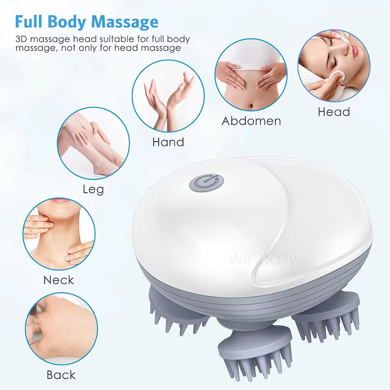 Electric Scalp Massager - Handheld Head Scratcher & Body Massager for Hair Growth, Stress Relief & Pets