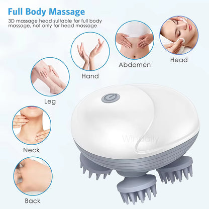 Electric Scalp Massager - Handheld Head Scratcher & Body Massager for Hair Growth, Stress Relief & Pets