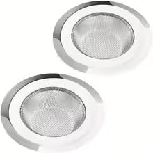2-Pack Premium Stainless Steel Kitchen Sink Strainer - 4.5" Wide Rim Food Catcher & Drain Protector