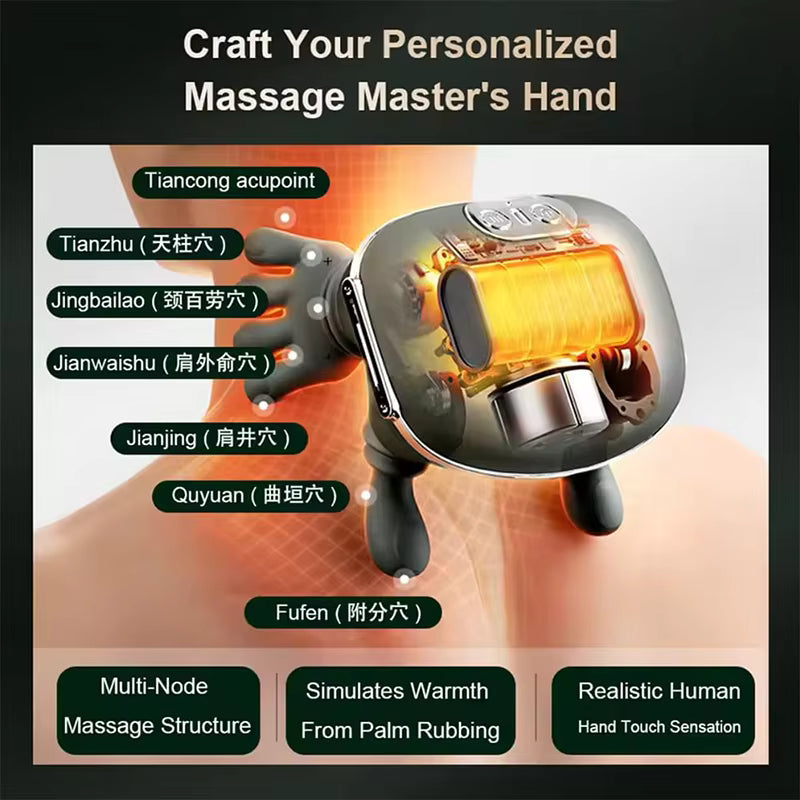 Electric Bionic Neck and Shoulder Massager - Deep Tissue Kneading Pillow with Heat