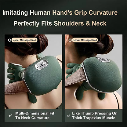 Electric Bionic Neck and Shoulder Massager - Deep Tissue Kneading Pillow with Heat