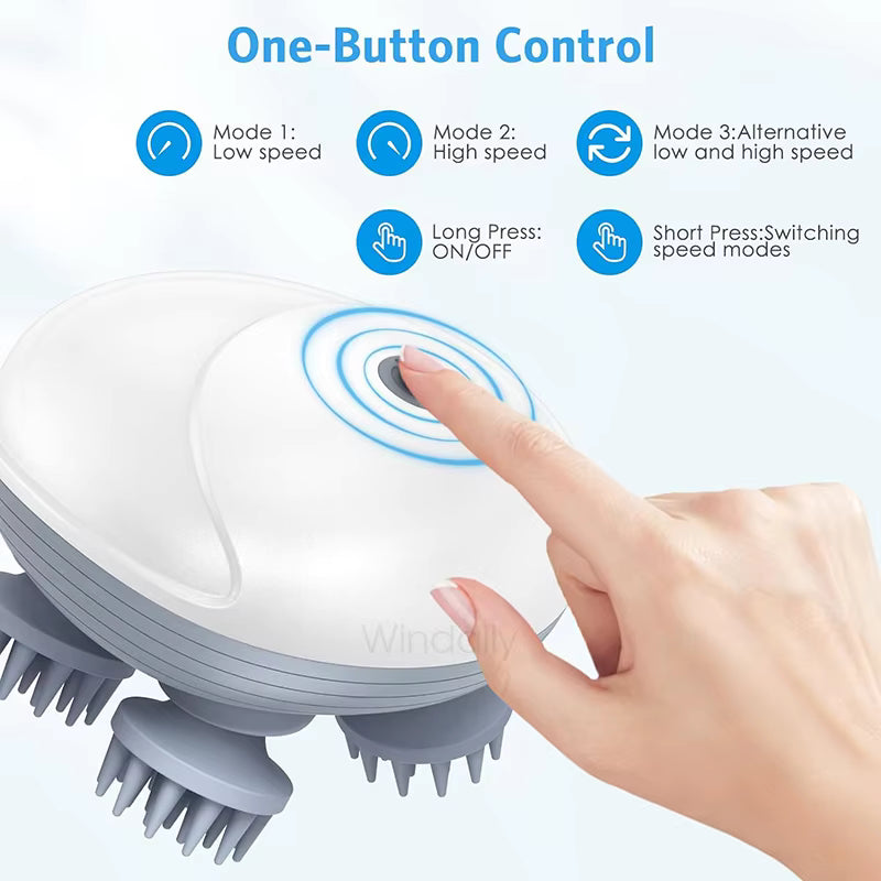 Electric Scalp Massager - Handheld Head Scratcher & Body Massager for Hair Growth, Stress Relief & Pets