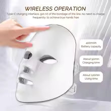 7 Colors LED Face Mask Light Therapy - Rechargeable Facial Skin Rejuvenation Device