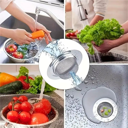 2-Pack Premium Stainless Steel Kitchen Sink Strainer - 4.5" Wide Rim Food Catcher & Drain Protector