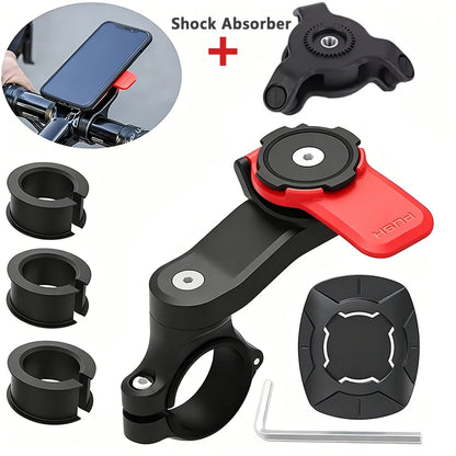 1set Motorcycle, Bicycle Handle, Mobile Phone Holder, Detachable 360 ° Rotating Shock-absorbing Mobile Phone Holder