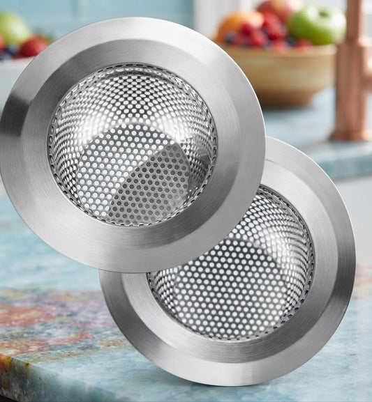 2-Pack Premium Stainless Steel Kitchen Sink Strainer - 4.5" Wide Rim Food Catcher & Drain Protector