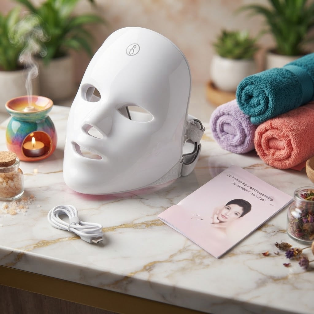 7 Colors LED Face Mask Light Therapy - Rechargeable Facial Skin Rejuvenation Device