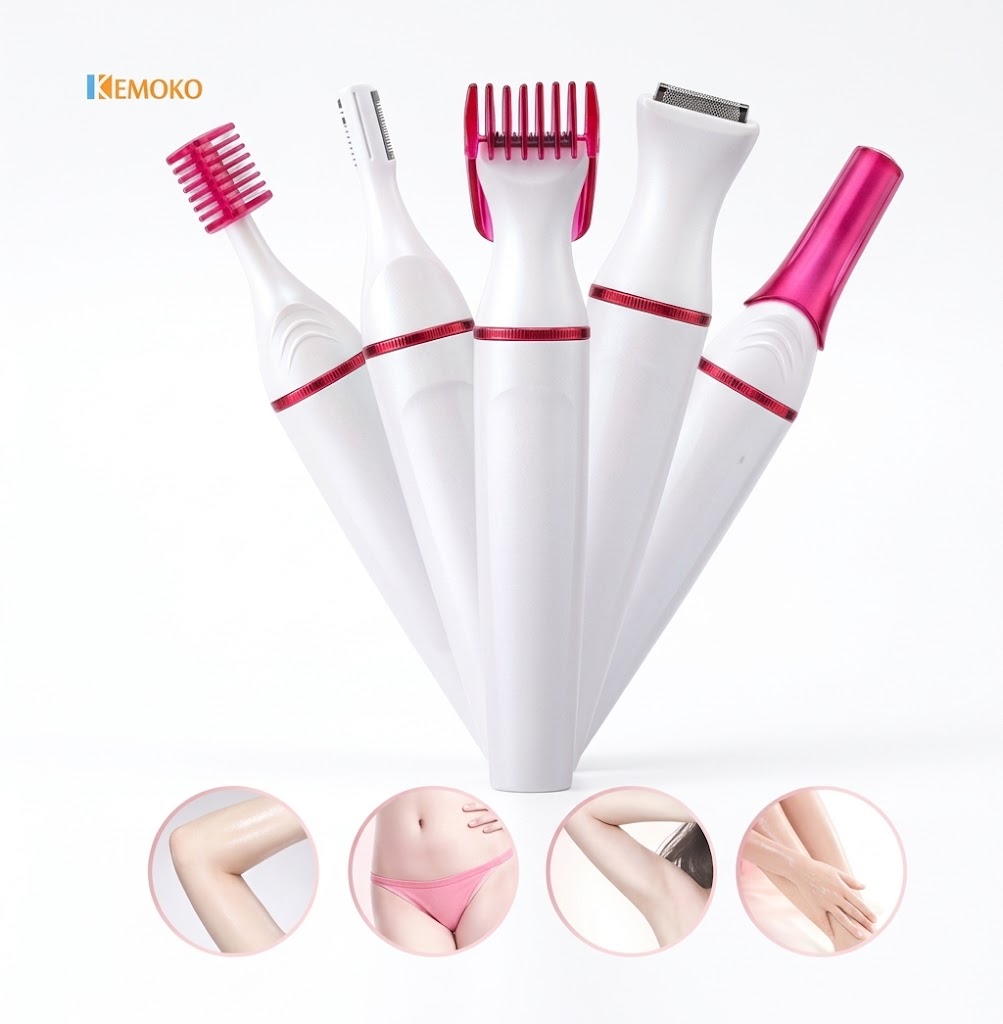 Women Hair Removal Electric Shaving Female Shaving Machine 5 in 1 Multifunction Mini Shaver Trimmer Razor for Eyebrow Underarm