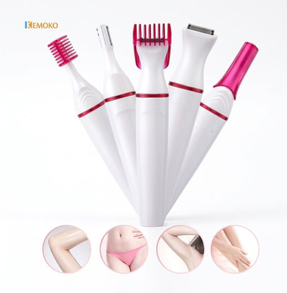Women Hair Removal Electric Shaving Female Shaving Machine 5 in 1 Multifunction Mini Shaver Trimmer Razor for Eyebrow Underarm