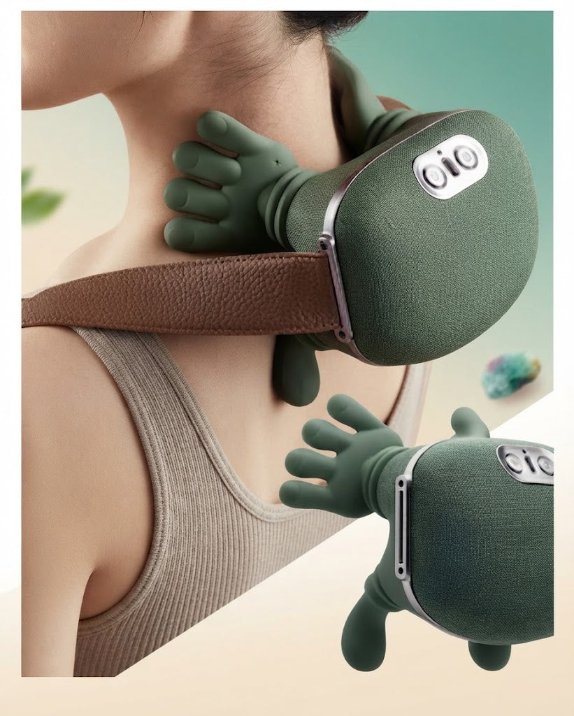 Electric Bionic Neck and Shoulder Massager - Deep Tissue Kneading Pillow with Heat
